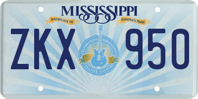 MS license plate ZKX950