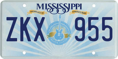 MS license plate ZKX955