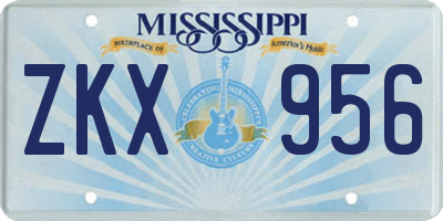 MS license plate ZKX956