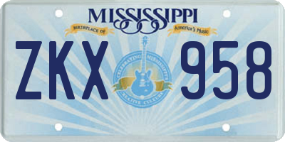 MS license plate ZKX958
