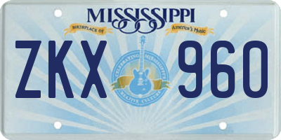 MS license plate ZKX960