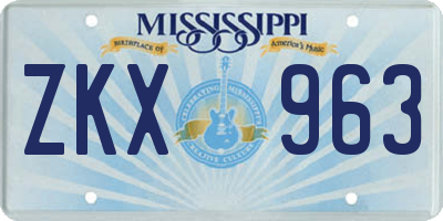 MS license plate ZKX963