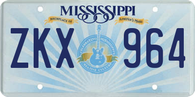 MS license plate ZKX964