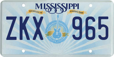 MS license plate ZKX965