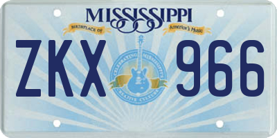 MS license plate ZKX966