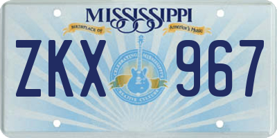 MS license plate ZKX967