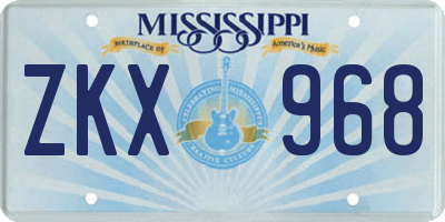 MS license plate ZKX968