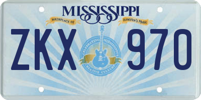 MS license plate ZKX970