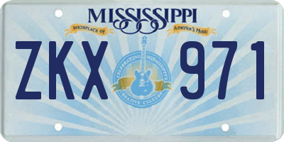 MS license plate ZKX971