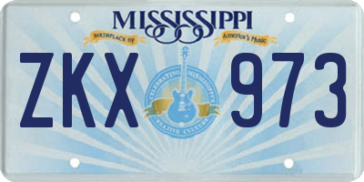 MS license plate ZKX973