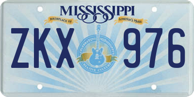 MS license plate ZKX976