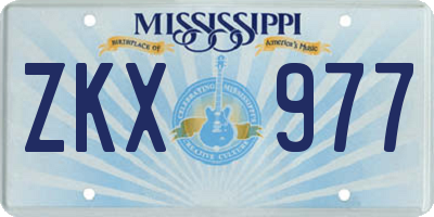 MS license plate ZKX977
