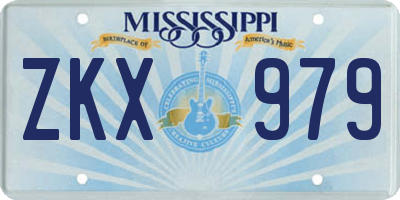 MS license plate ZKX979