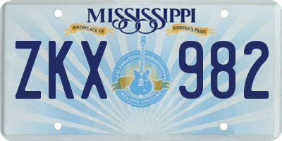 MS license plate ZKX982