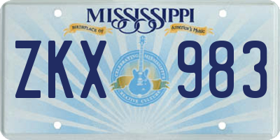 MS license plate ZKX983