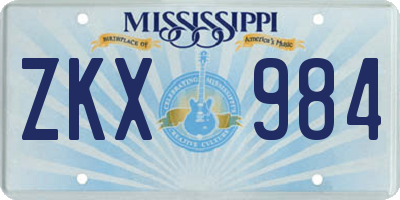 MS license plate ZKX984
