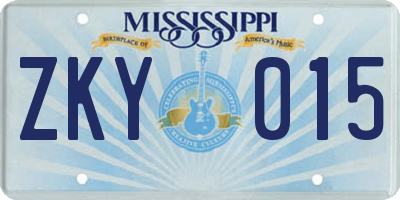 MS license plate ZKY015