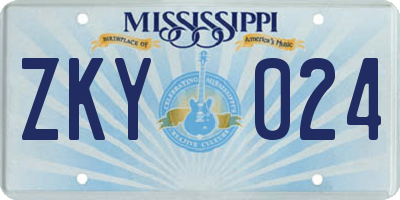 MS license plate ZKY024