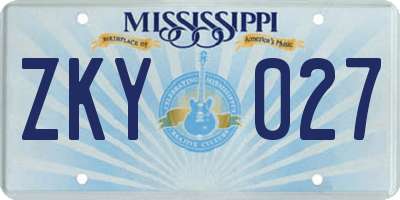 MS license plate ZKY027