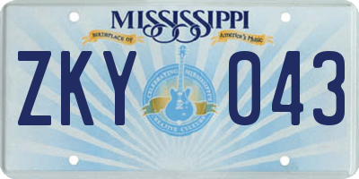 MS license plate ZKY043