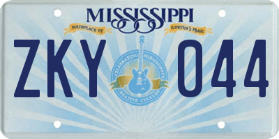 MS license plate ZKY044