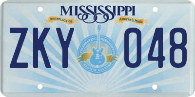 MS license plate ZKY048