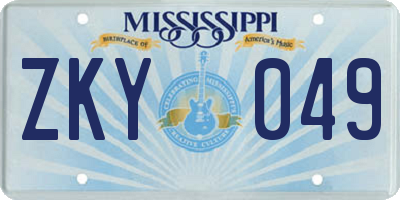 MS license plate ZKY049