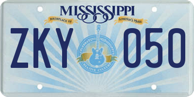 MS license plate ZKY050