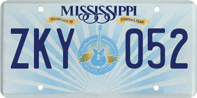 MS license plate ZKY052