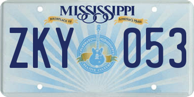 MS license plate ZKY053