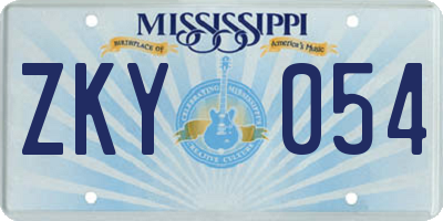 MS license plate ZKY054