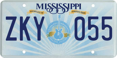 MS license plate ZKY055