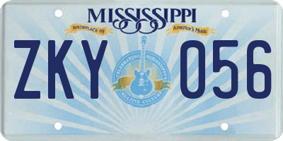 MS license plate ZKY056