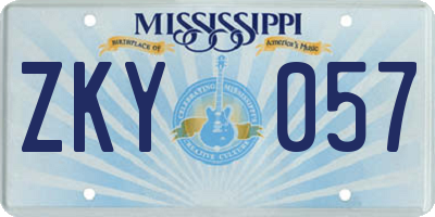 MS license plate ZKY057