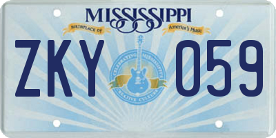 MS license plate ZKY059