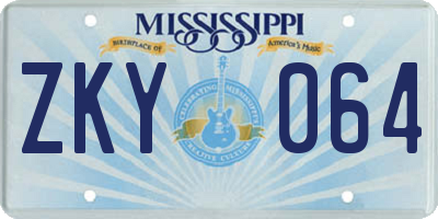 MS license plate ZKY064