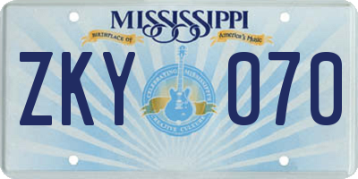 MS license plate ZKY070