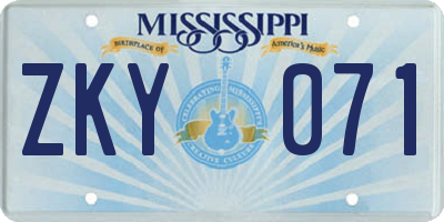 MS license plate ZKY071