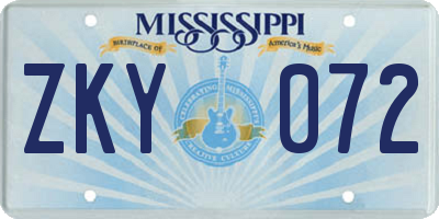 MS license plate ZKY072