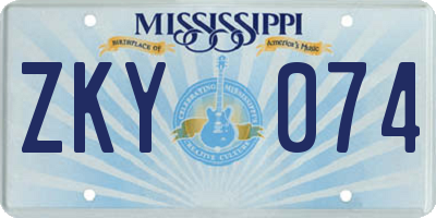 MS license plate ZKY074