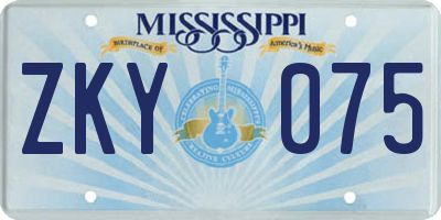 MS license plate ZKY075
