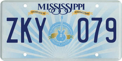 MS license plate ZKY079