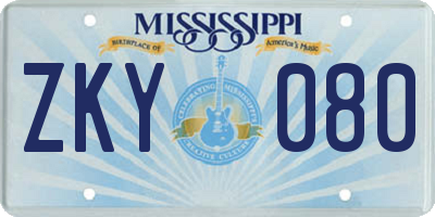 MS license plate ZKY080