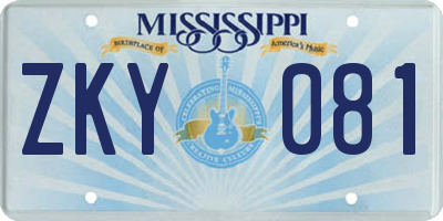 MS license plate ZKY081