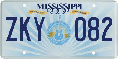 MS license plate ZKY082