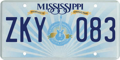 MS license plate ZKY083