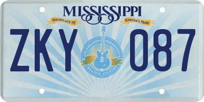 MS license plate ZKY087