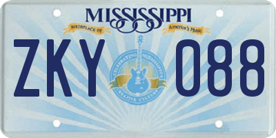 MS license plate ZKY088