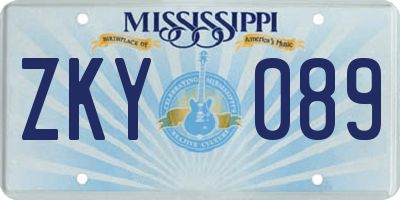 MS license plate ZKY089