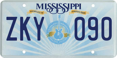 MS license plate ZKY090